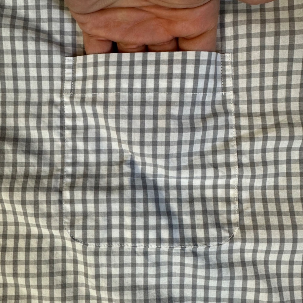 Vantage Mens 2X Grey Gingham Long Sleeve Button Down Shirt Bird Logo Pocket - Picture 10 of 12
